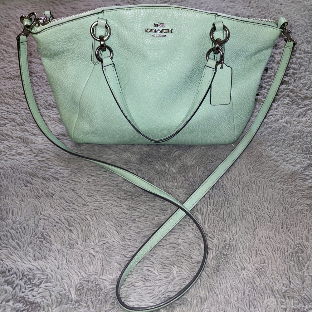 Coach Light Green Leather Shoulder Bag